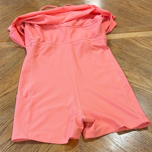 Athleta Girl 12 Vibrant Coral Orange Dress Adjustable Straps Built-in Shorts - Picture 7 of 11